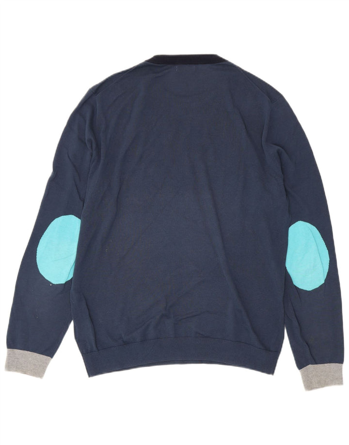 Maglione maglione girocollo da uomo Sun68 grande cotone blu navy