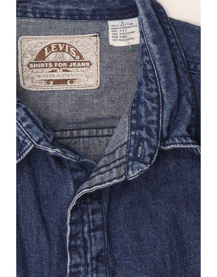 Levi's Camicia di jeans da uomo grande in cotone blu