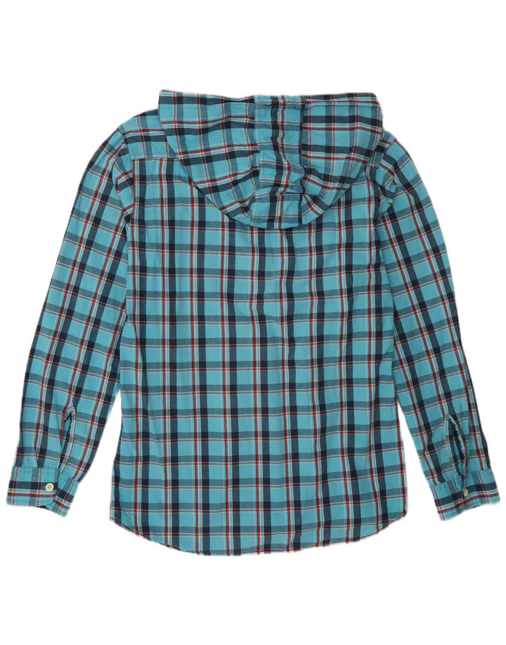 CAT Camicia da uomo con cappuccio grande in cotone a quadri blu