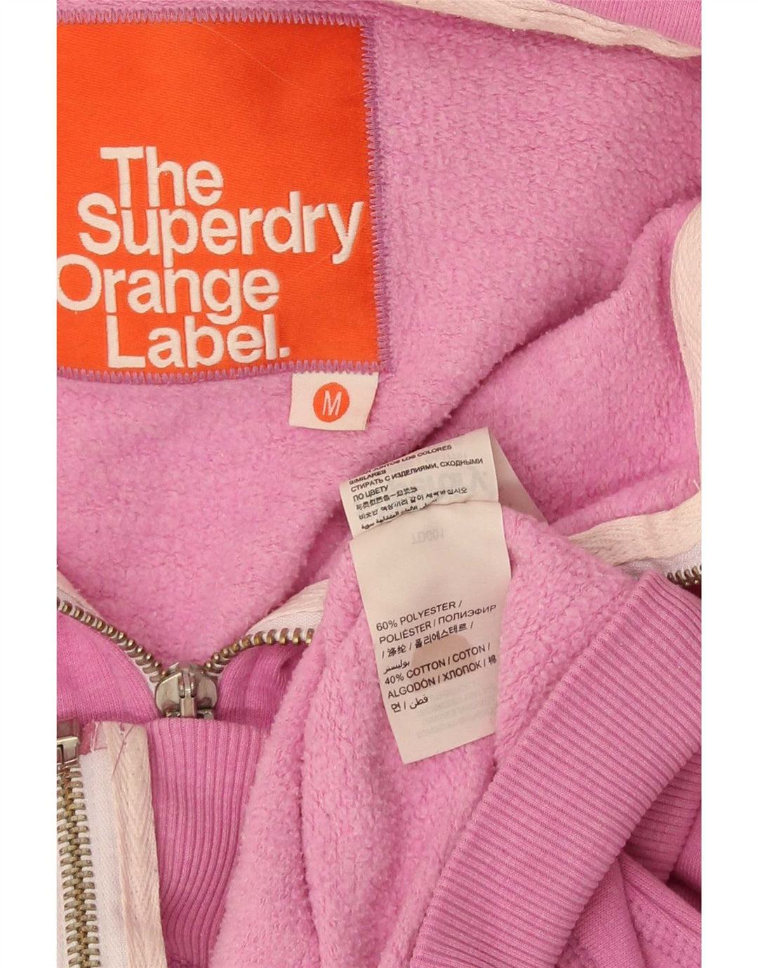 Maglione con cappuccio e zip da donna Superdry UK 14 Poliestere rosa medio