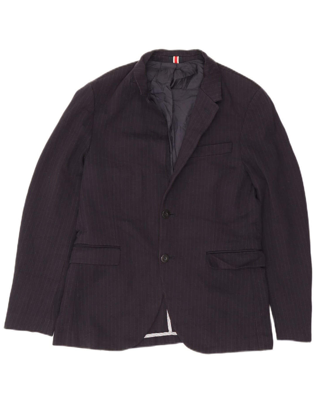 Giacca blazer da uomo a 2 bottoni Zara EU 50 media viscosa gessata blu navy