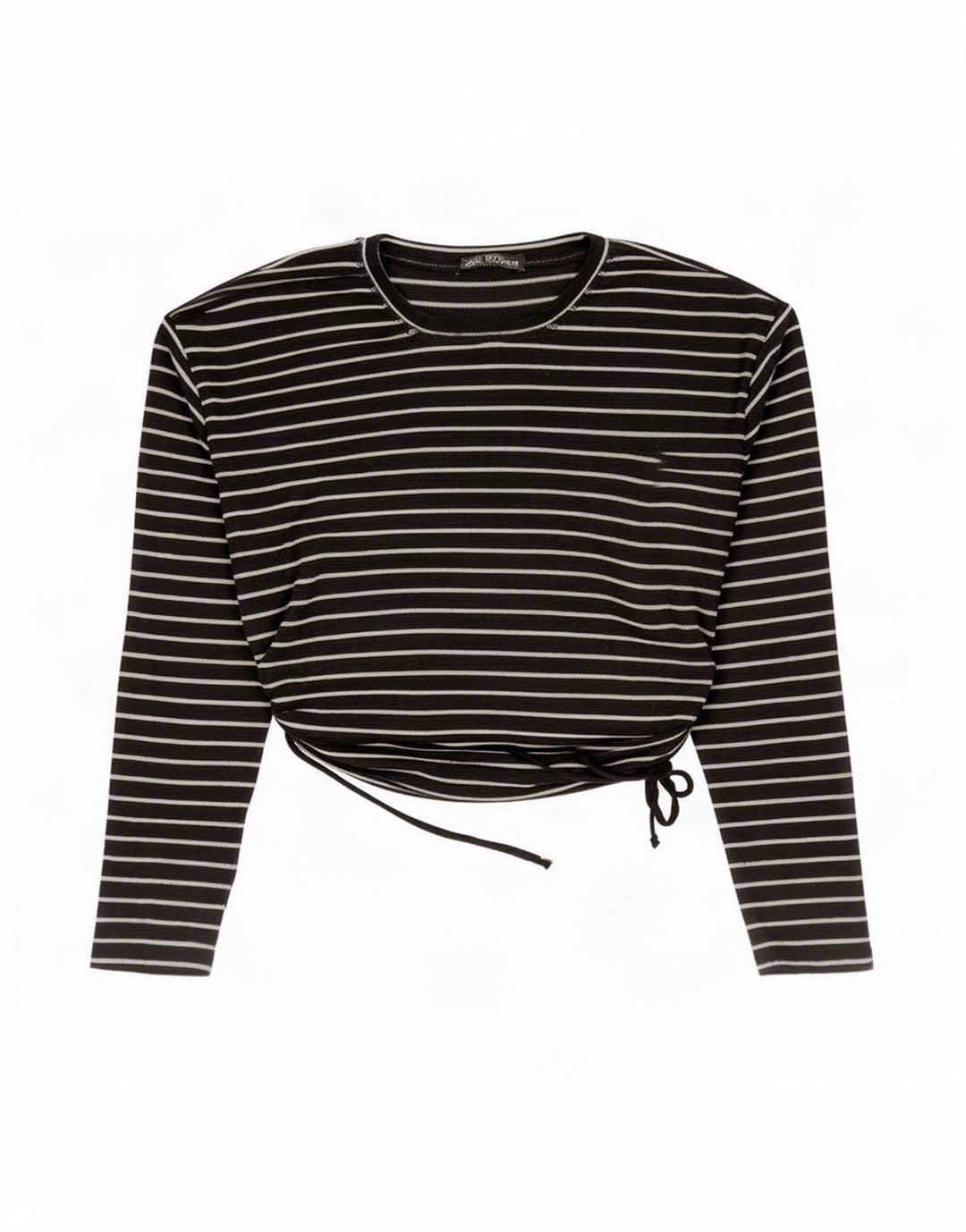 Top corto da donna Zara a maniche lunghe UK 14 Poliestere a righe nere medie