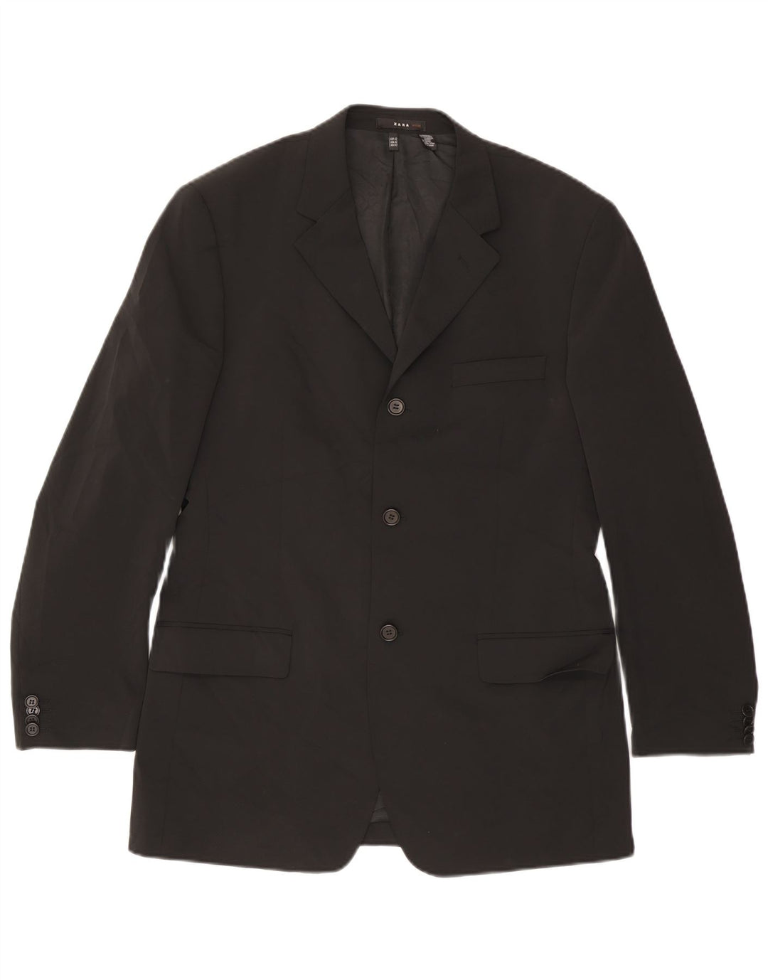 Giacca blazer da uomo a 3 bottoni Zara EU 52 grande poliestere nero