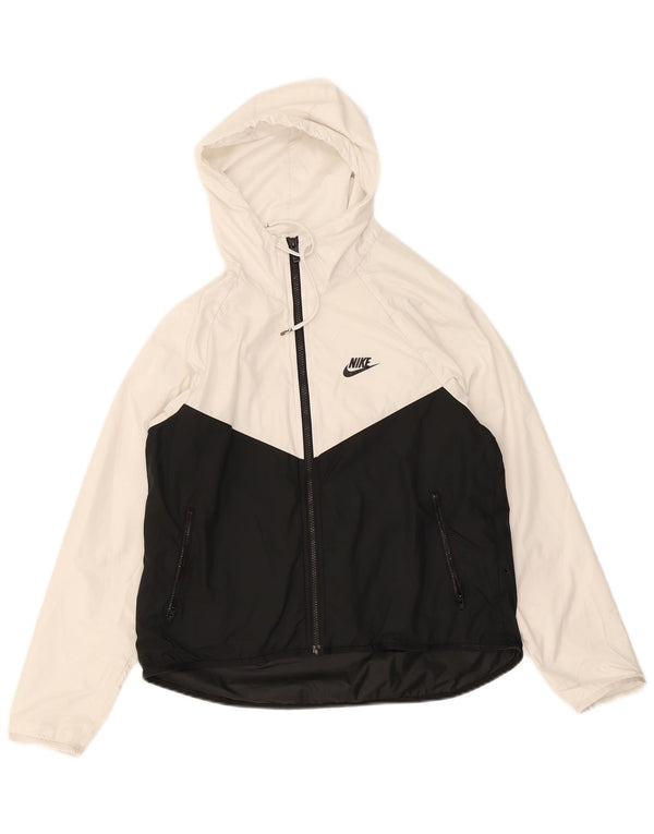 Giacca antipioggia con cappuccio da uomo Nike UK 36 Small White Colourblock