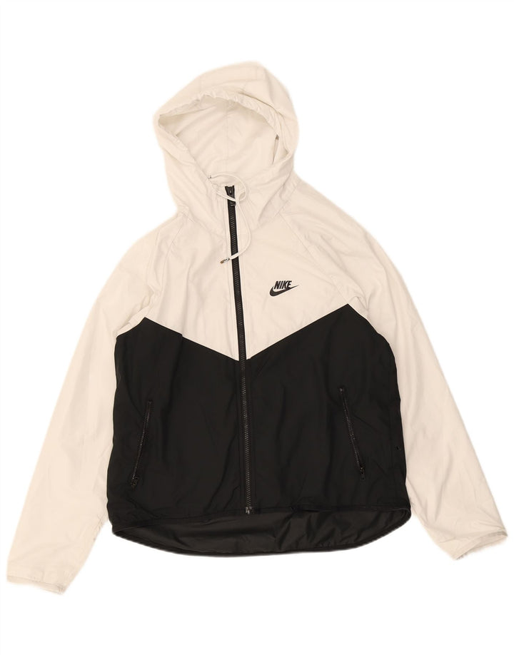 Giacca antipioggia con cappuccio da uomo Nike UK 36 Small White Colourblock