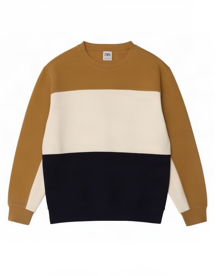 Felpa Zara da uomo in cotone color block medio multicolore