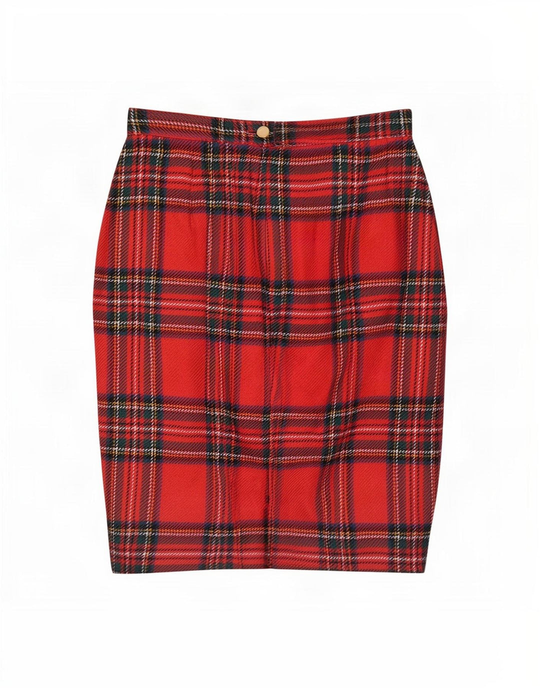 Gonna a tubino vintage da donna W26 piccola scozzese rossa