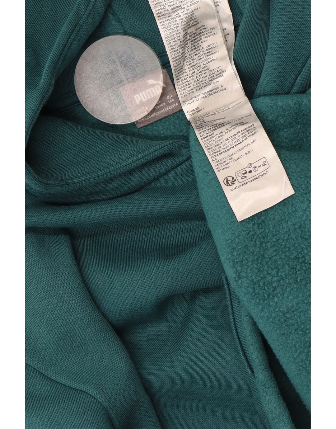 Felpa con cappuccio grafica PUMA per ragazze, vestibilità ampia, 13-14 anni, in cotone verde