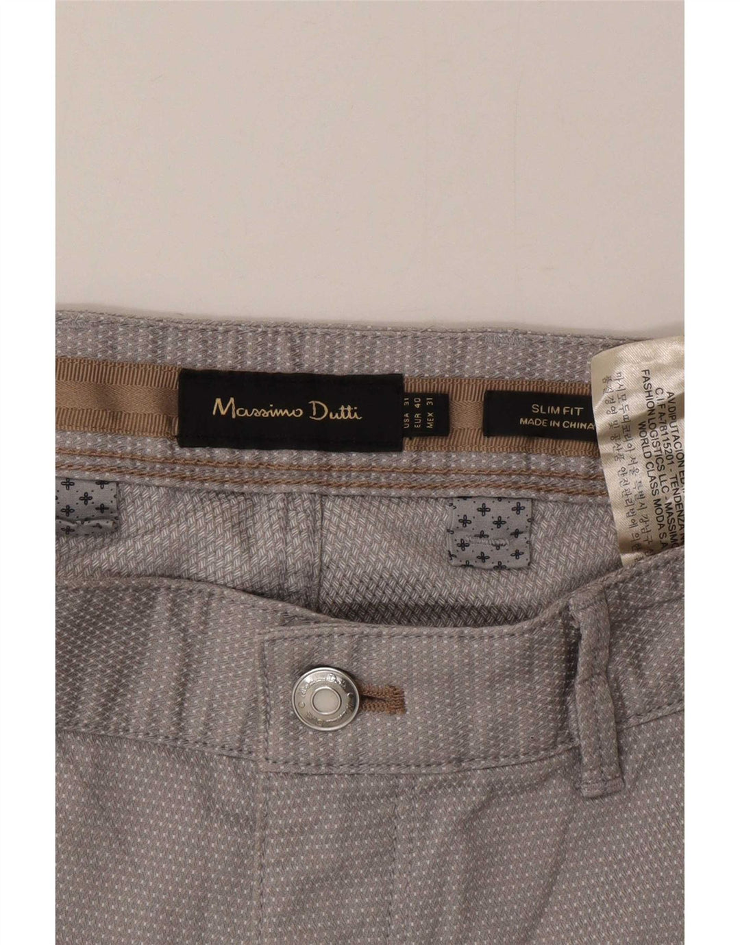 Pantaloni chino da uomo Massimo Dutti EU 40 medio W31 L30 grigio maculato