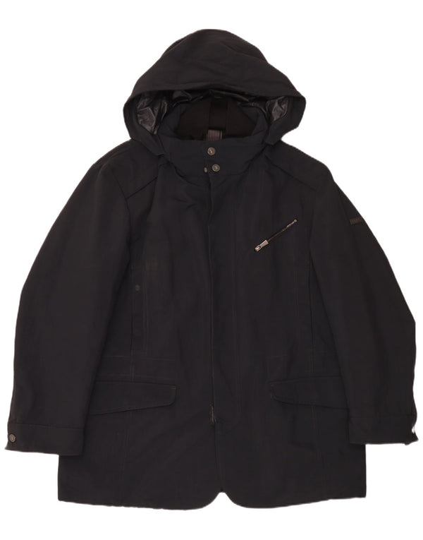 Giacca a Vento con Cappuccio Trussardi Uomo IT 56 3XL Nero Poliammide
