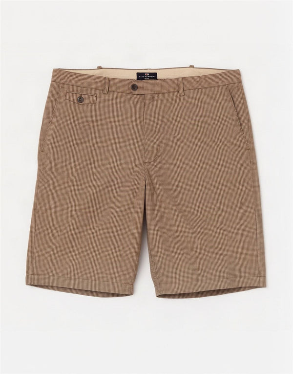 Pantaloncini chino da uomo Marks & Spencer blu Harbour W40 XL cotone a quadretti kaki