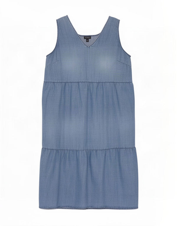 Abito a strati senza maniche da donna Marks & Spencer UK 16 Tencel grande blu
