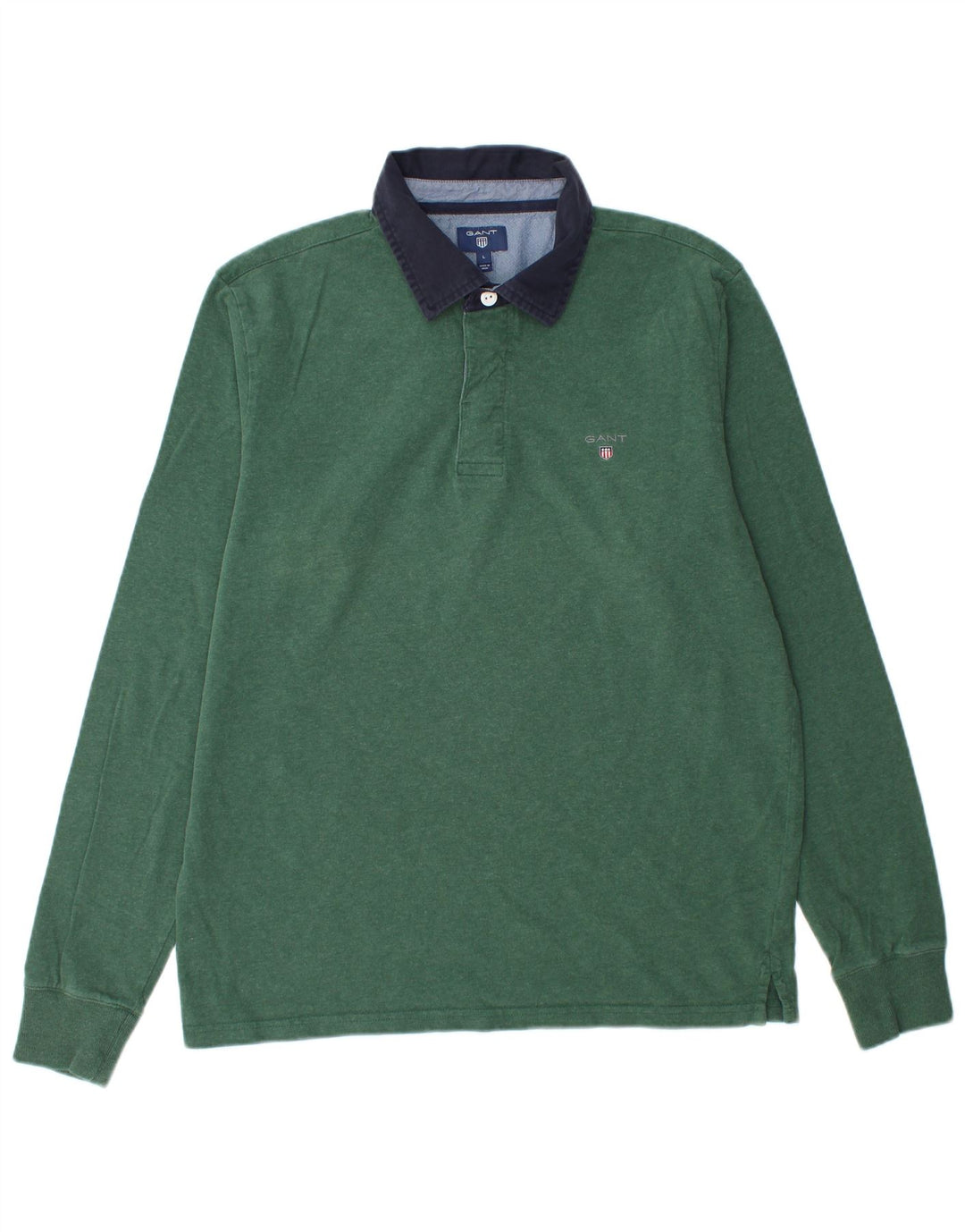 GANT Polo da rugby da uomo a maniche lunghe grande in cotone verde