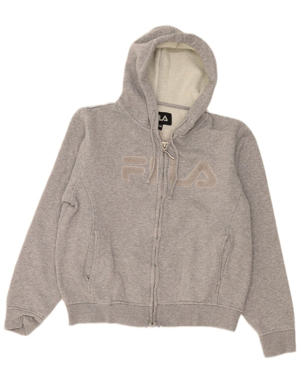 Maglione con cappuccio e zip oversize grafica da donna Fila UK 10 piccolo cotone grigio