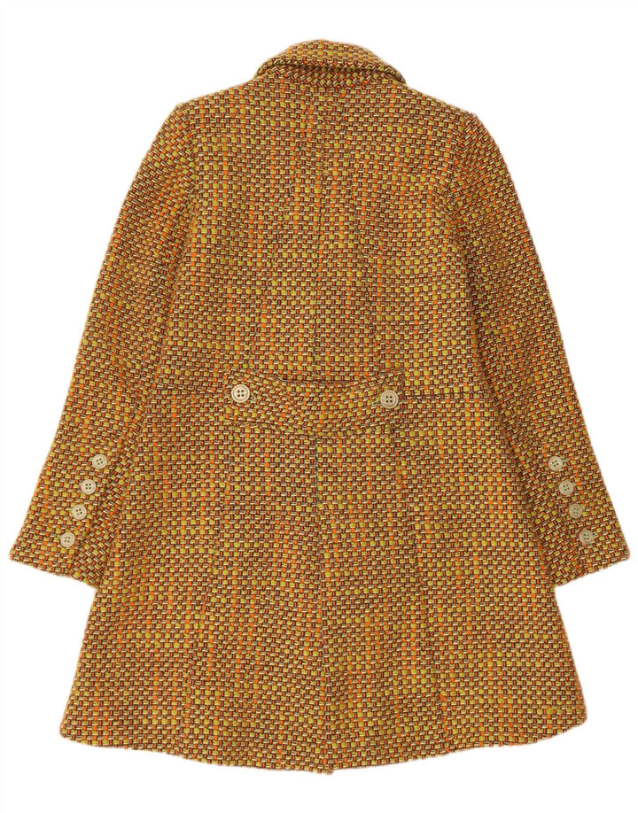 Cappotto doppiopetto vintage da donna IT 42 Lana giallo medio