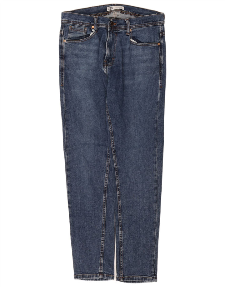 Jeans slim da uomo Zara EU 44 Large W34 L30 cotone blu