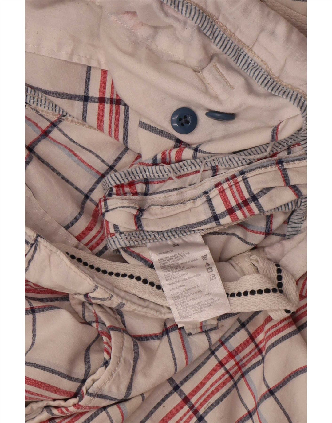 Pantaloncini cargo da uomo Nautica W34 cotone a quadri bianchi grandi
