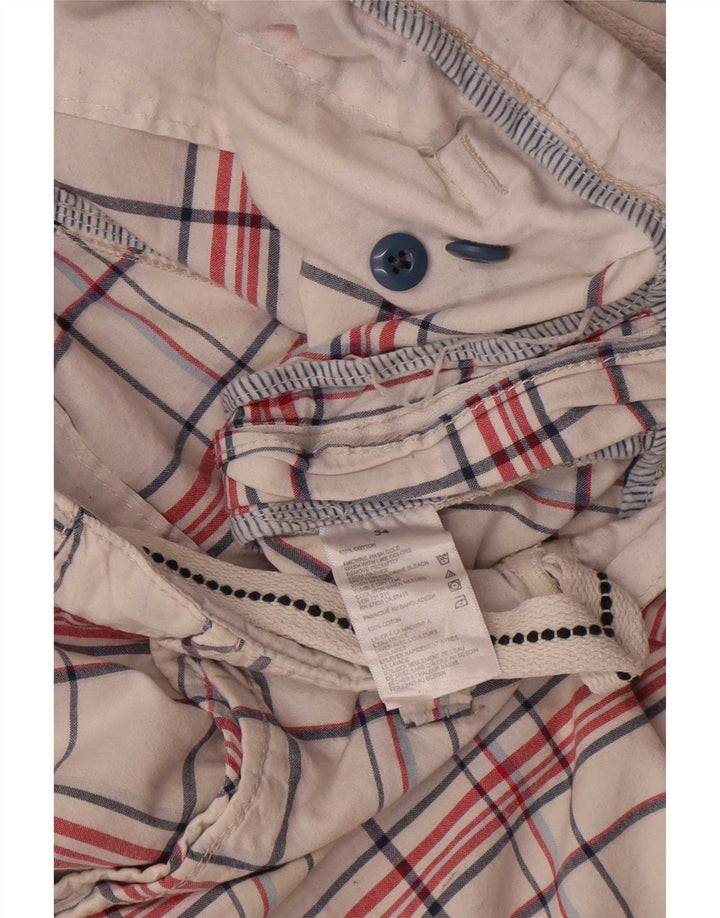Pantaloncini cargo da uomo Nautica W34 cotone a quadri bianchi grandi