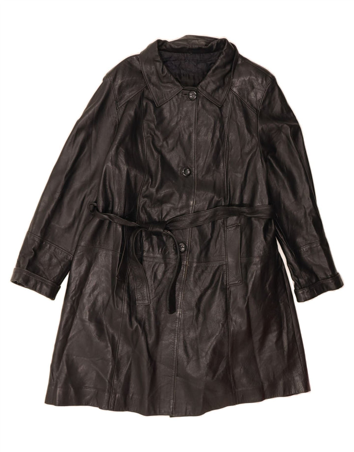 VINTAGE Womens Leather Coat UK 18 XL Black Leather Vintage Vintage and Second-Hand Vintage from Messina Hembry 