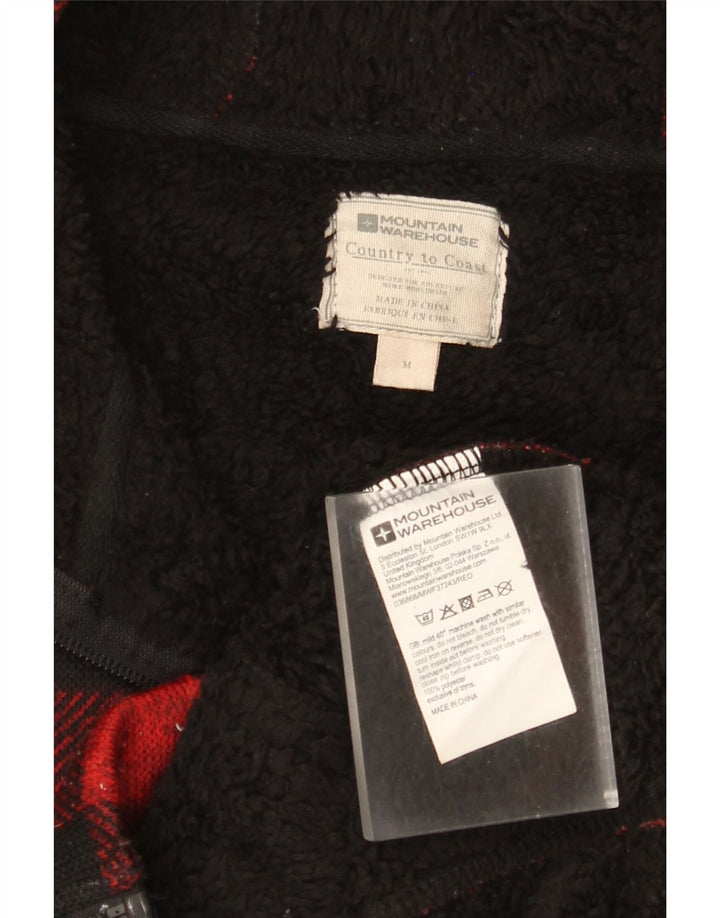 Mountain Warehouse Maglione con cappuccio e zip Sherpa da uomo a quadretti rossi medi