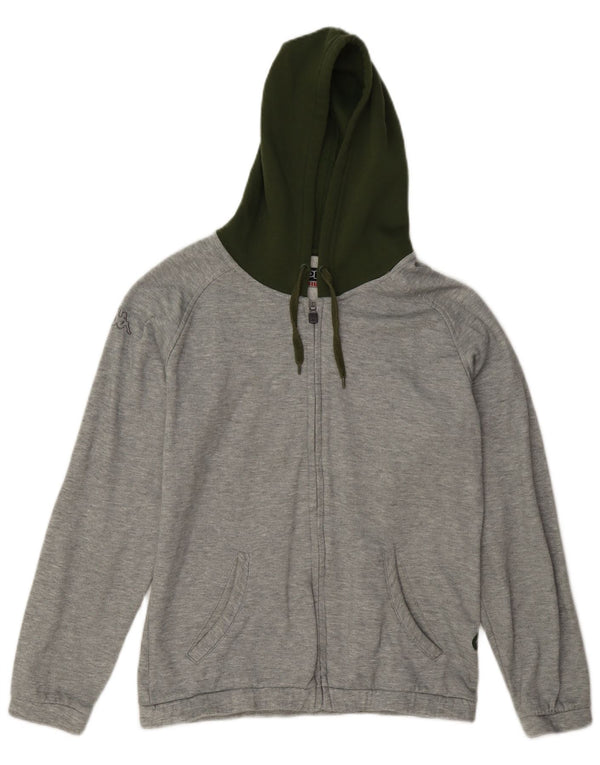Felpa con cappuccio e zip grafica da donna Kappa UK 14 Colorblock grigio medio