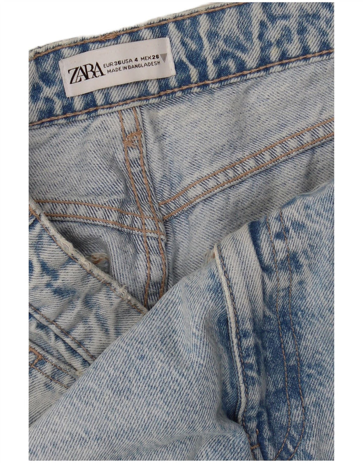 ZARA Womens Distressed Straight Jeans EU 36 XS W26 L28 Blue