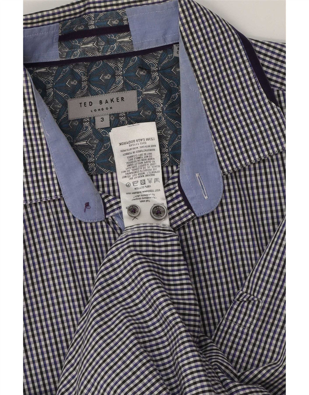 Ted Baker Camicia da uomo Taglia 3 Cotone a quadretti blu medio