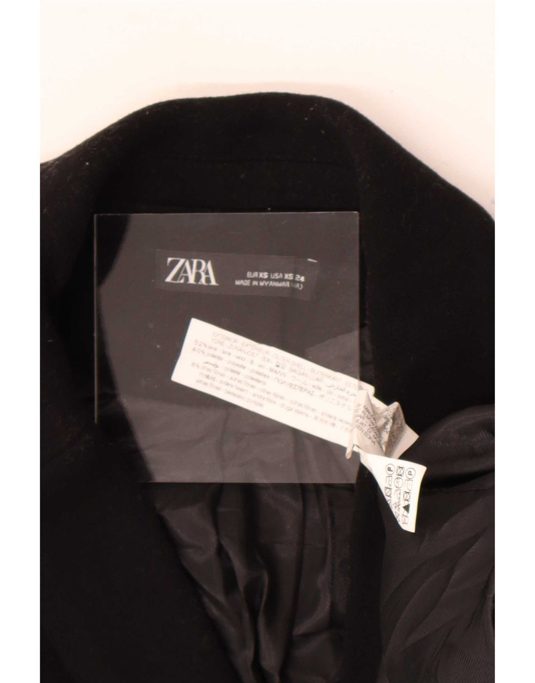 Cappotto doppiopetto da donna Zara UK 6 XS lana nera