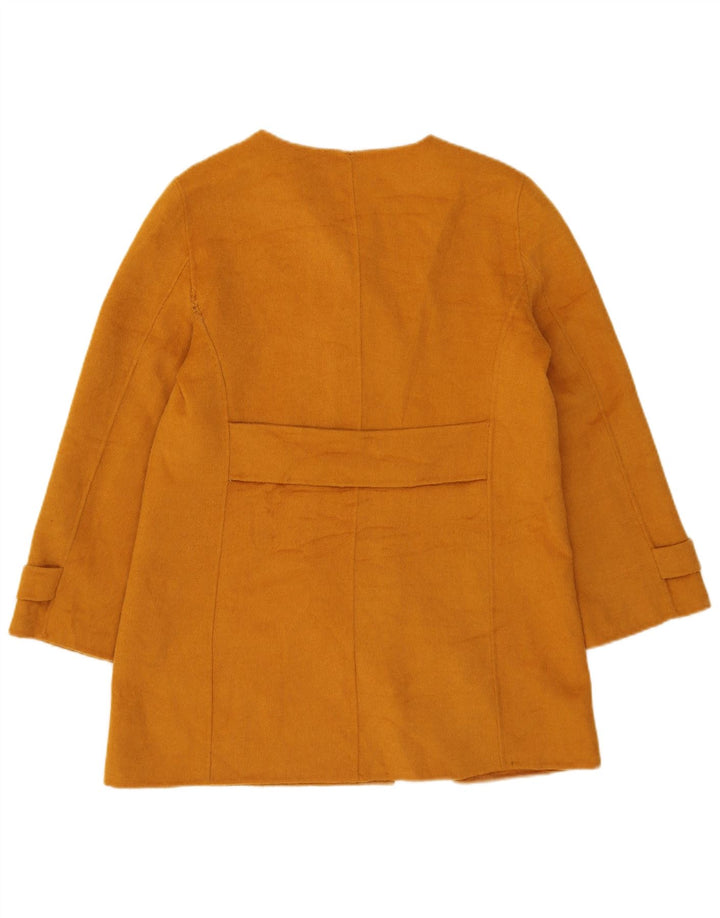 Cappotto corto doppiopetto da donna Zara UK 14 grande poliestere giallo