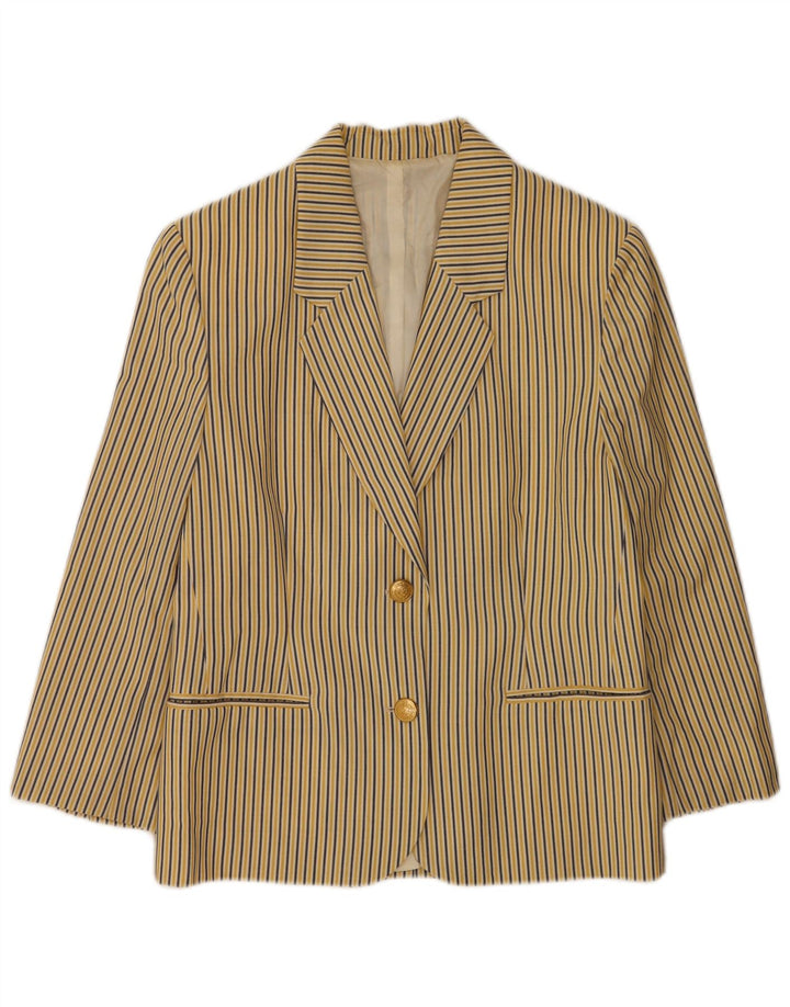 Giacca blazer a 2 bottoni da donna Laura Lindor UK 12 a righe gialle medie