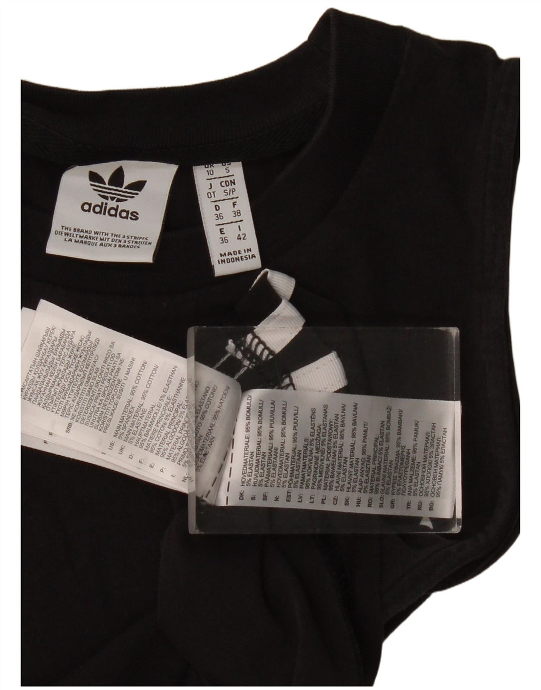 Canottiera grafica da donna Adidas UK 10 piccola in cotone nero