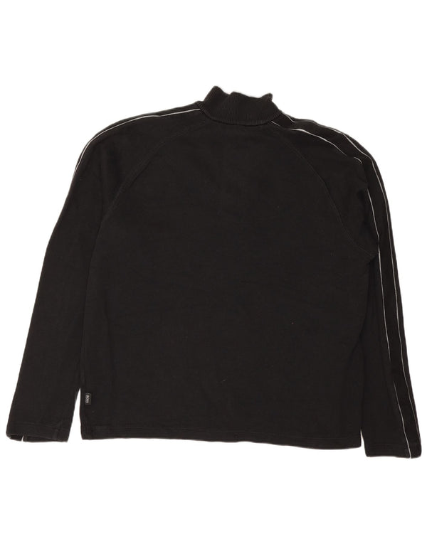 Hugo Boss Mens Regular Fit Zip Neck Jumper Sweater Large Black Striped