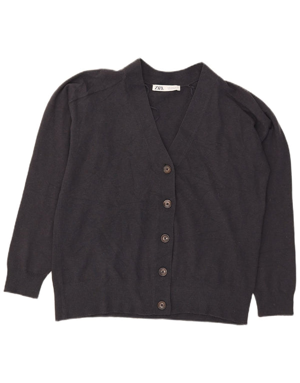 Maglione cardigan oversize da donna Zara UK 10 piccolo acrilico blu navy