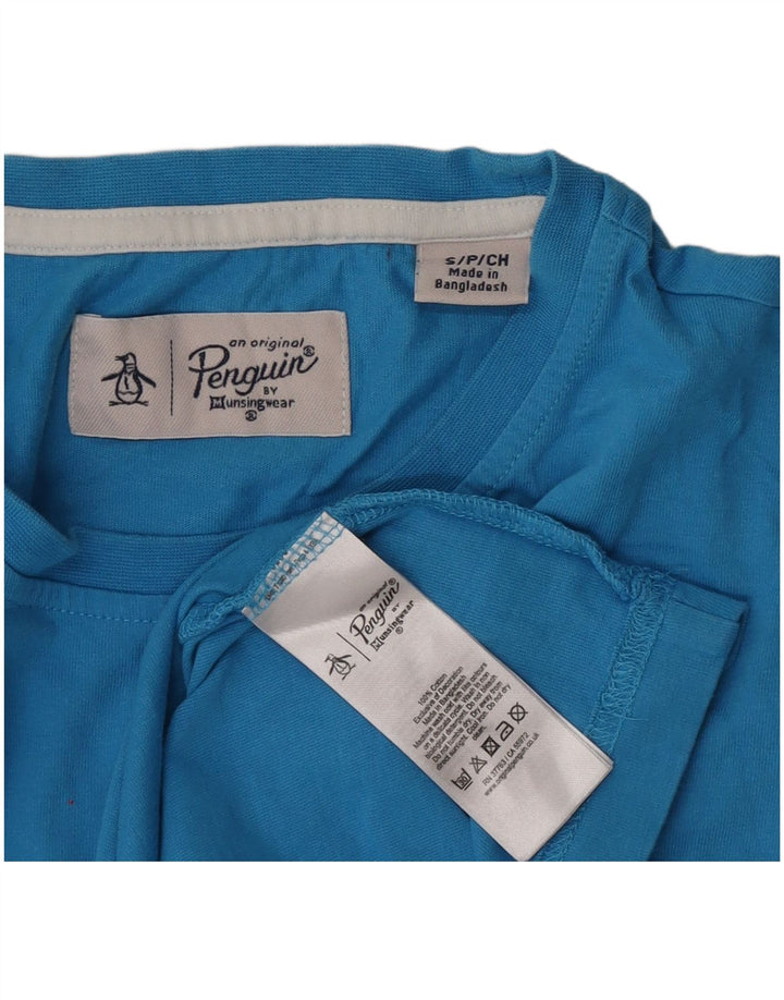 T-shirt da uomo Pinguino Top piccola in cotone blu