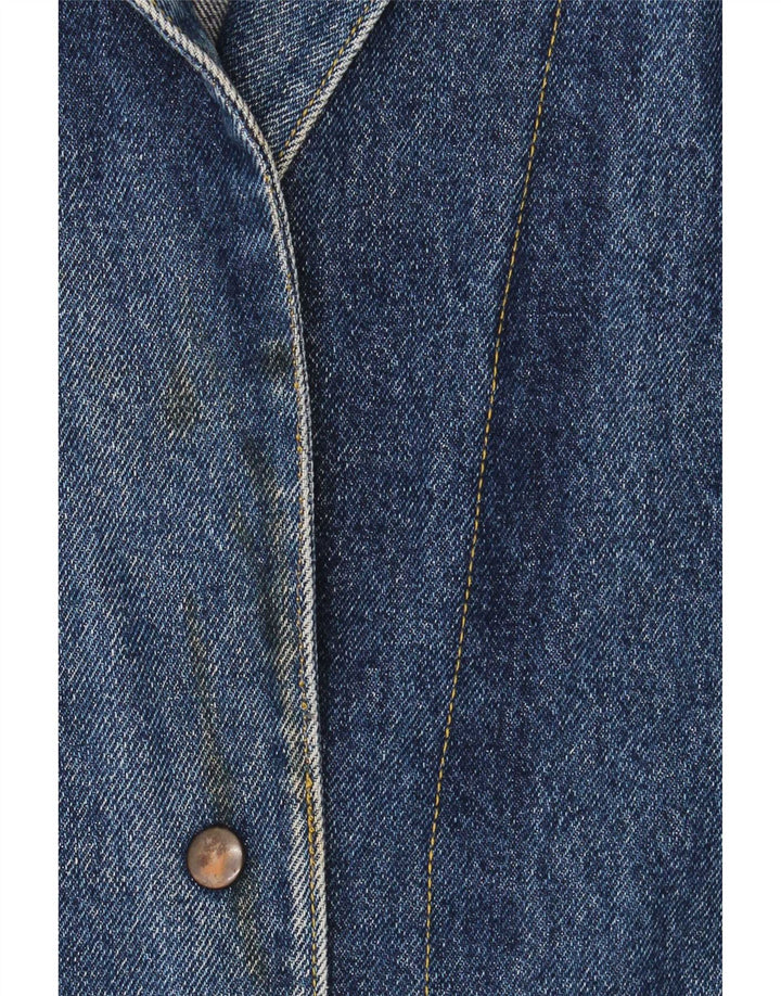 Giacca blazer in denim oversize da donna vintage a 2 bottoni UK 18 XL Blu