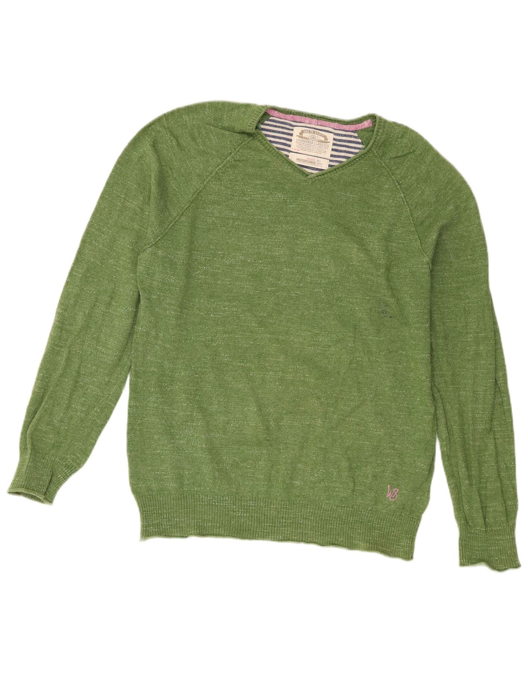 Maglione da uomo con scollo a V vestibilità regolare di White Stuff Cotone verde medio