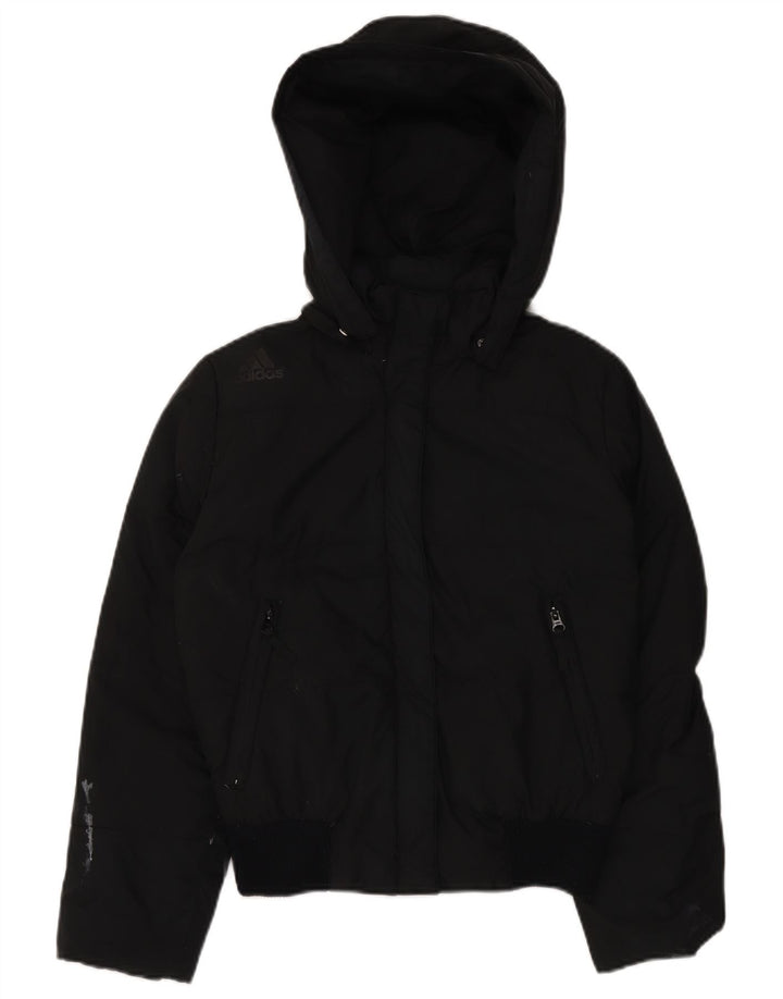 Giacca imbottita oversize con cappuccio da donna ADIDAS UK 10 piccola in poliestere nero