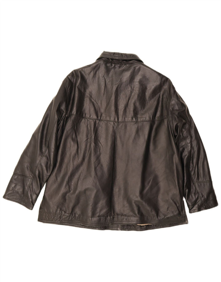 Giacca in pelle vintage da donna UK 12 media nera