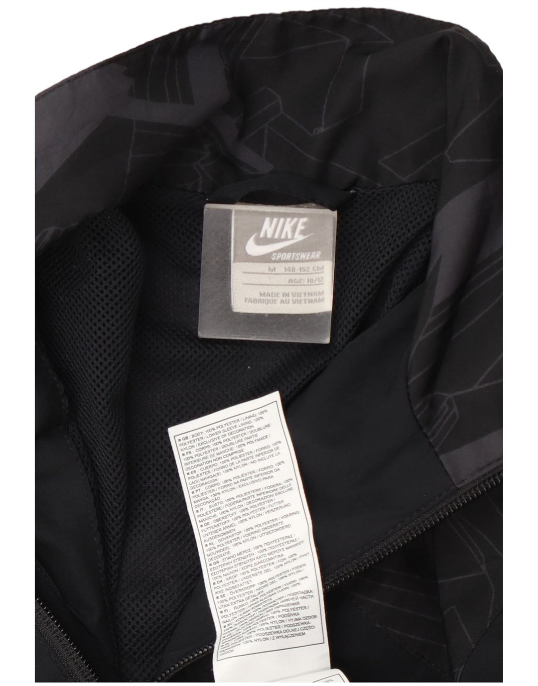 Giacca superiore della tuta da ragazzo Nike 10-11 anni media blu navy geometrica
