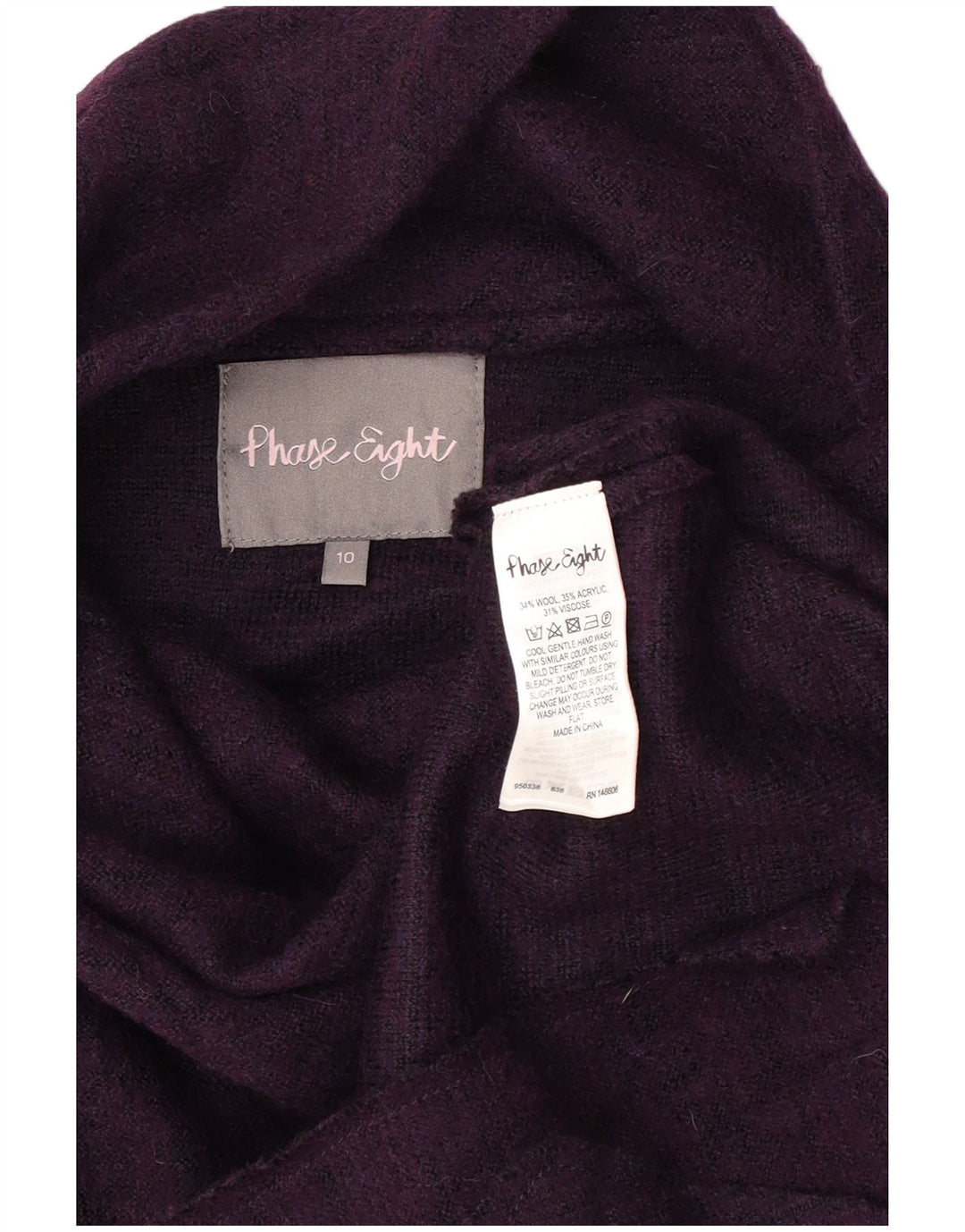 Maglione cardigan oversize lungo da donna Phase Eight UK 10 piccolo viola