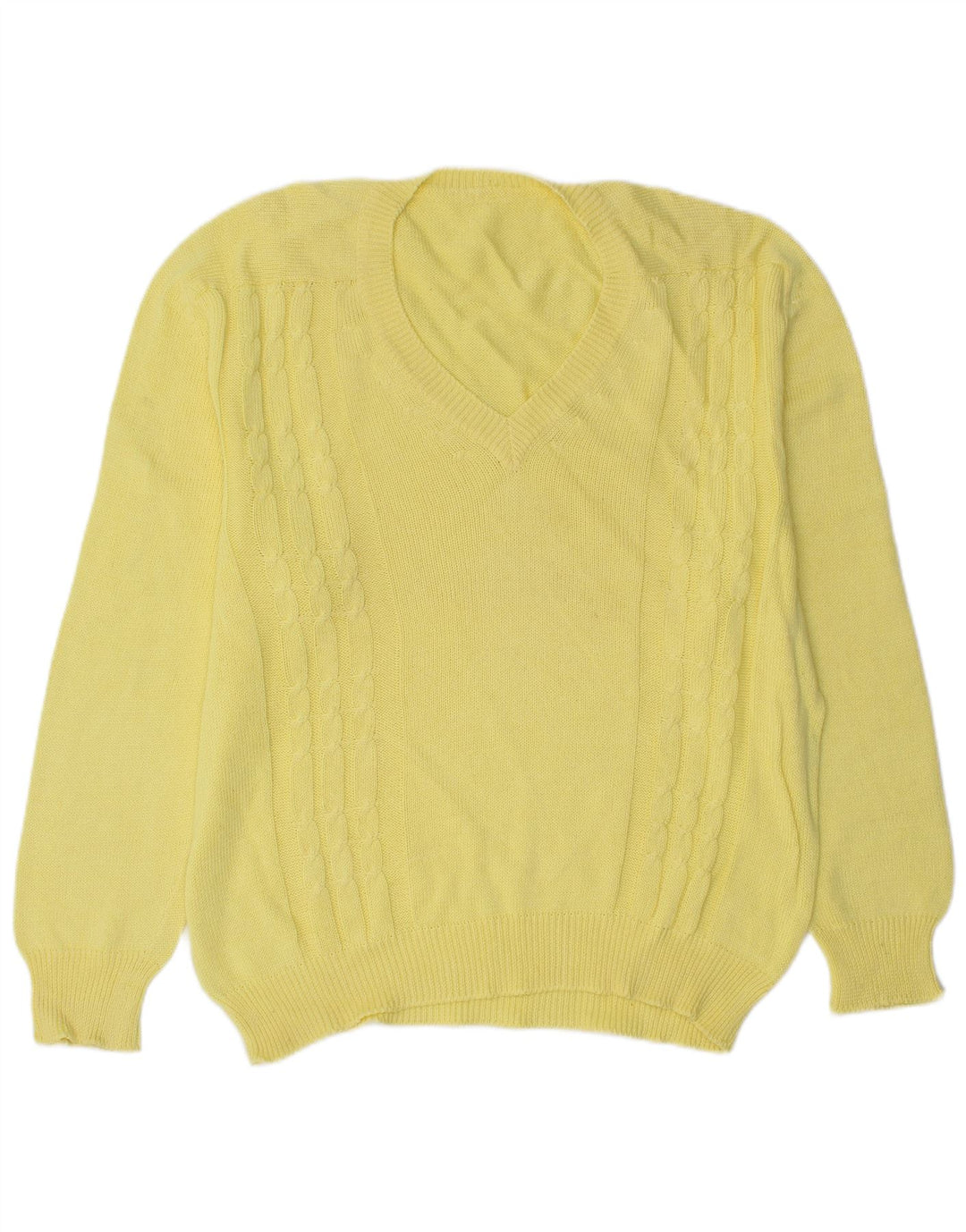 Maglione vintage da uomo con scollo a V grande giallo