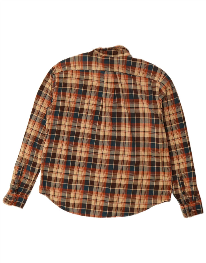 Eddie Bauer Camicia da uomo in flanella di cotone a quadri beige grande