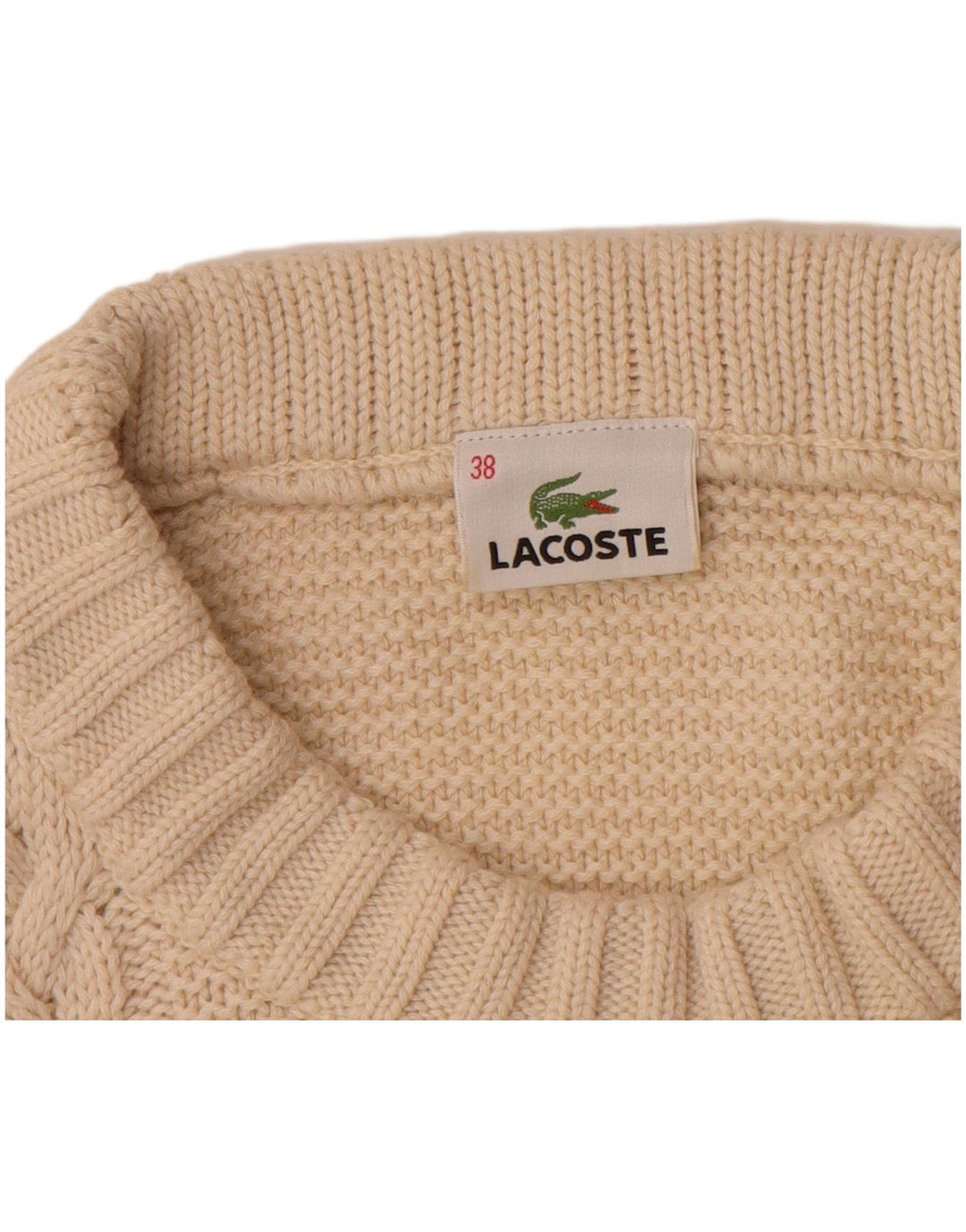 Maglione maglione girocollo da donna LACOSTE taglia 38 lana beige medio