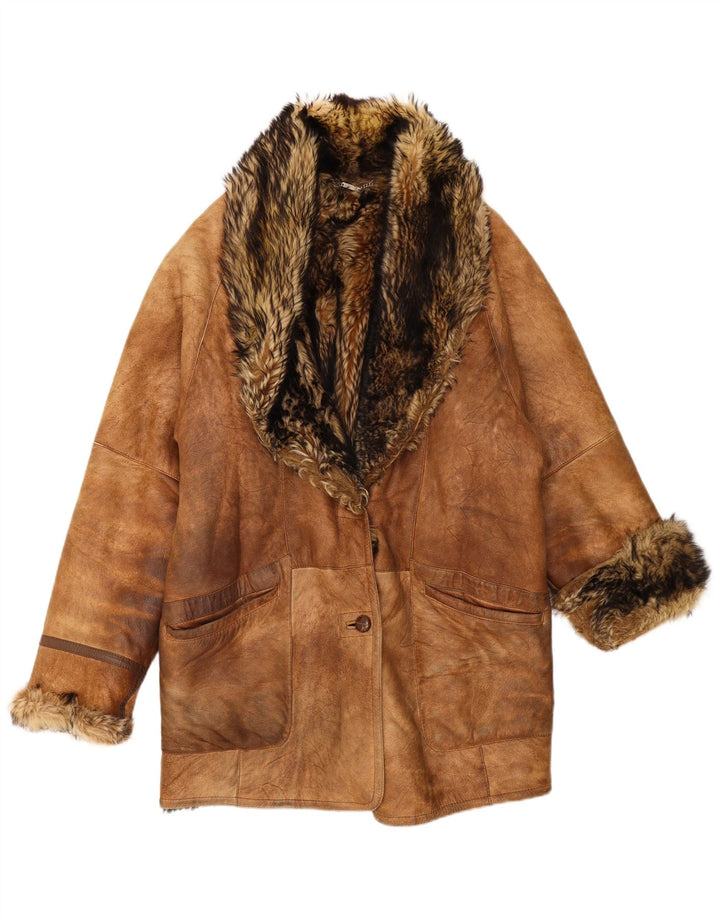 Cappotto in shearling oversize da donna Mabrun IT 44 Shearling marrone medio