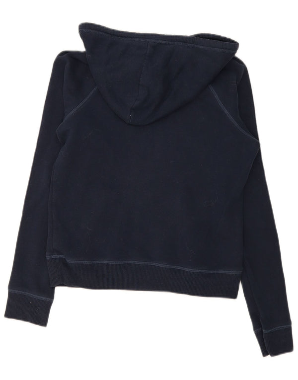 Felpa con cappuccio grafica Hollister da donna UK 10 Small Blu Navy Cotone