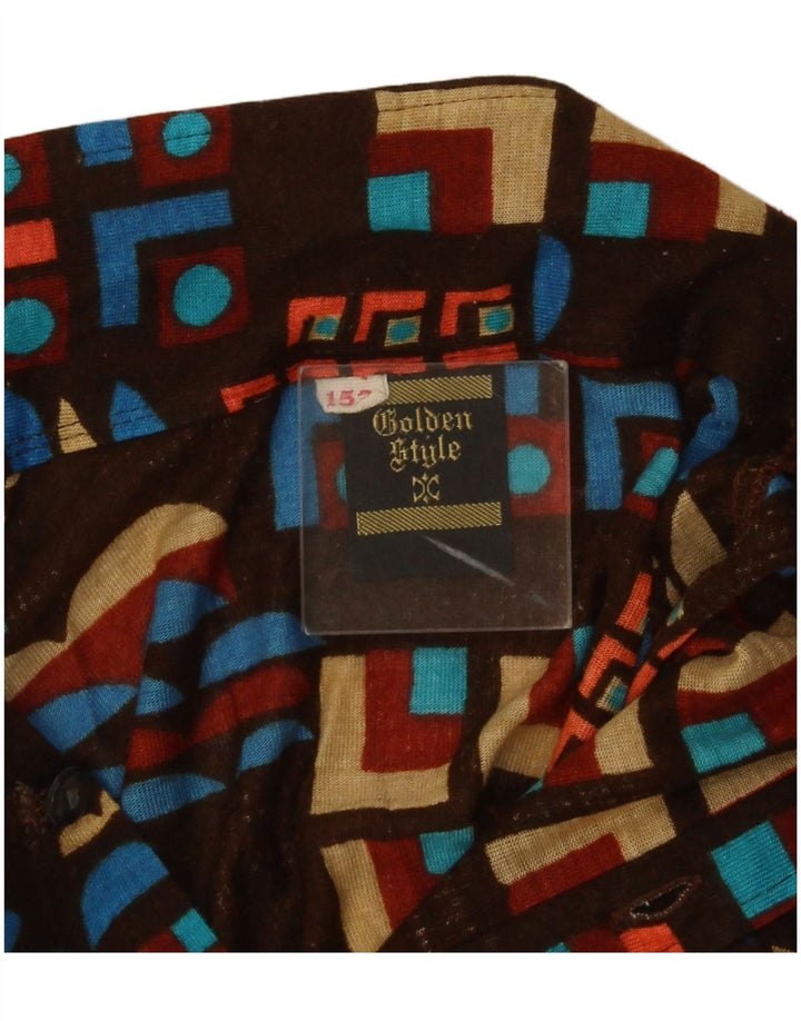 Camicia vintage da bambino 11-12 anni in poliacrilico geometrico marrone