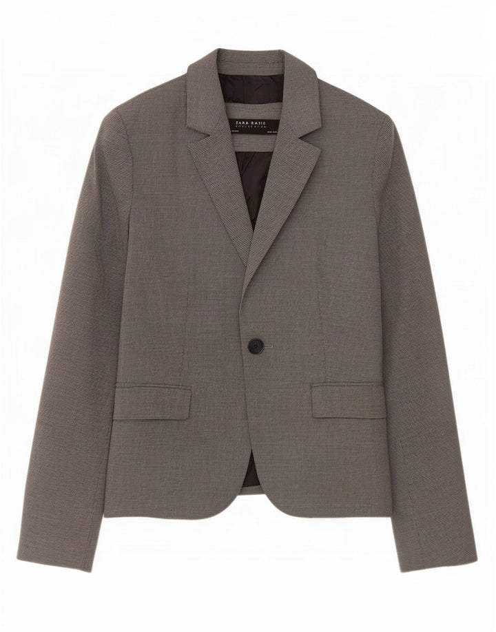Giacca blazer a 1 bottone da donna Zara EU 34 2XS poliestere pied de poule grigio