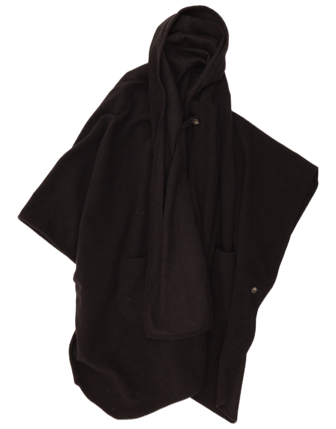 VINTAGE Womens Hooded Poncho Coat One Size Black