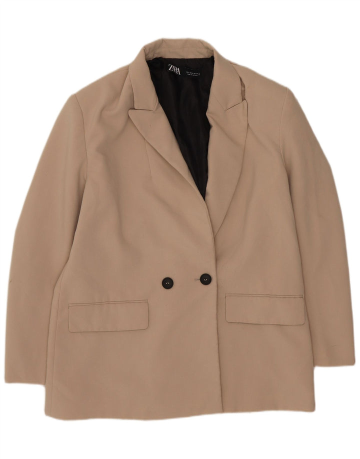 Giacca blazer doppiopetto oversize da donna Zara UK 10 piccola Beige