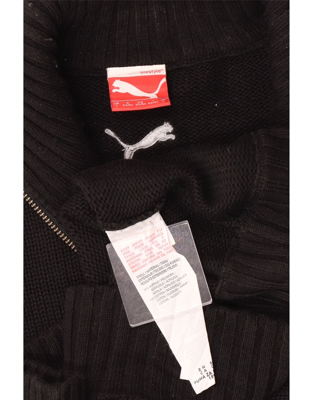 Maglione cardigan da uomo Puma grande acrilico nero